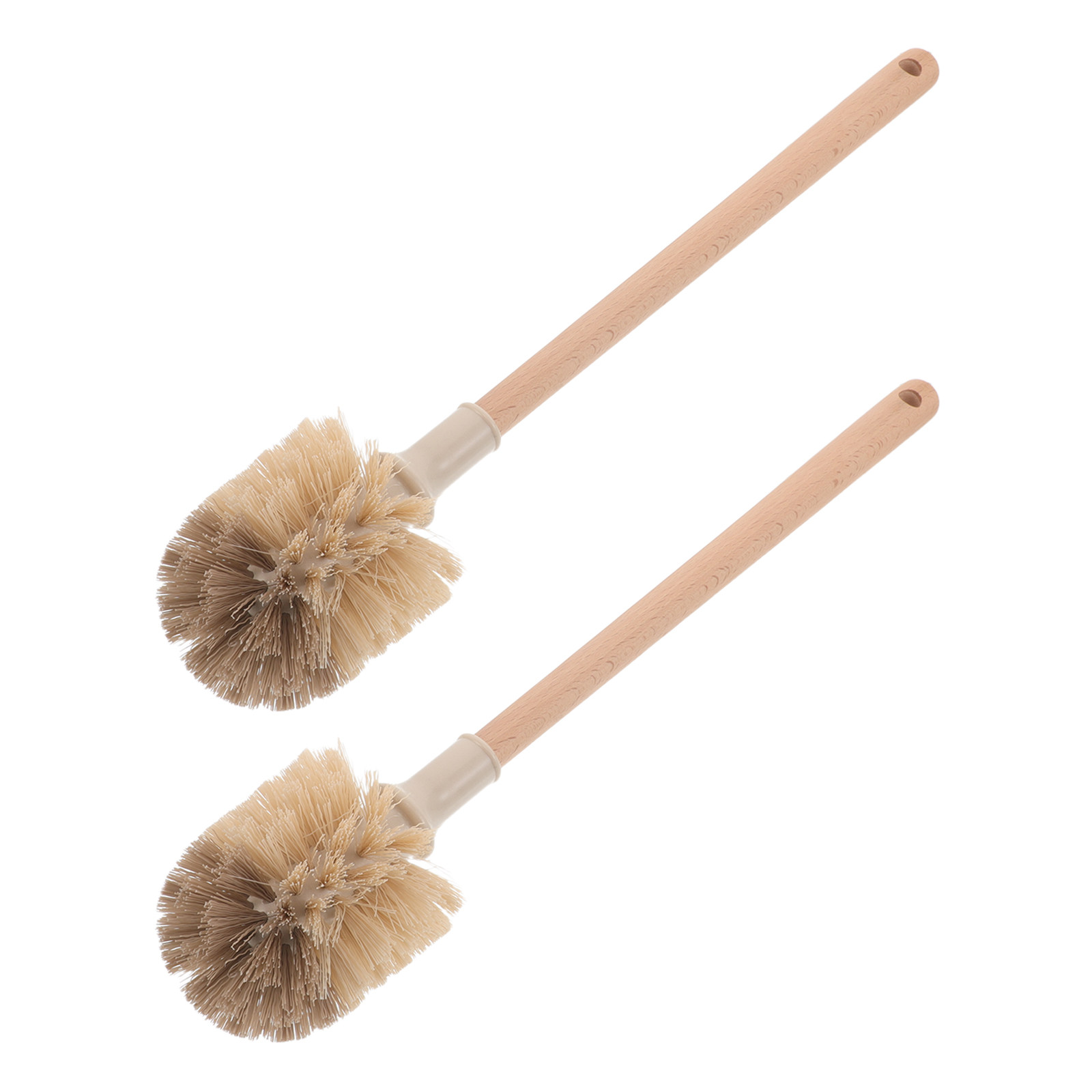 Wood Stain Brush - 2Pcs Long Handle Toilet Brush Wooden