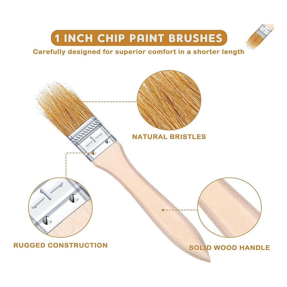 Wood Stain Brush - ABUH-100Pcs 1 Inch Chip Paint Brushes
