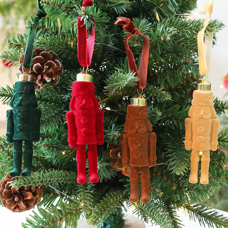 Home Improvement Shop - Christmas Pendant Charming Flocked Walnut Soldier