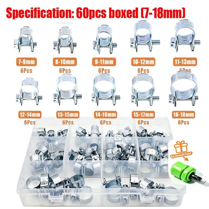 32/60/135Pcs 7-18mm Mini Clamp - Hose Clamp Assorted review and price