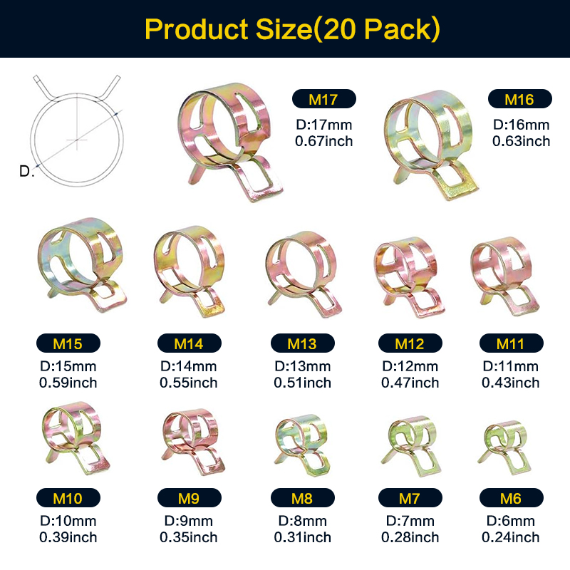 20 Pcs 6-17mm Spring Hose Clam - Hose Clamp Assorted review and price